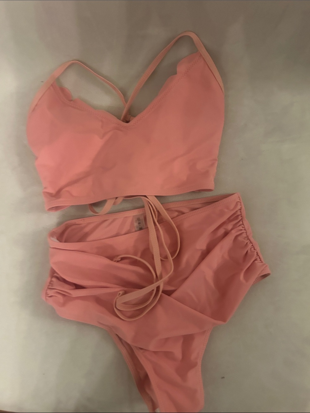 SHEIN Pink Two-Piece High-Waist Bikini Set